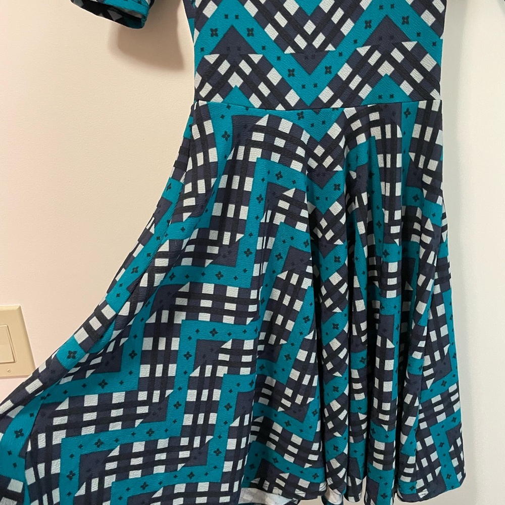 LuLaRoe Blue and Black Fit and Flare Midi Dress Nicole - Picture 5 of 6